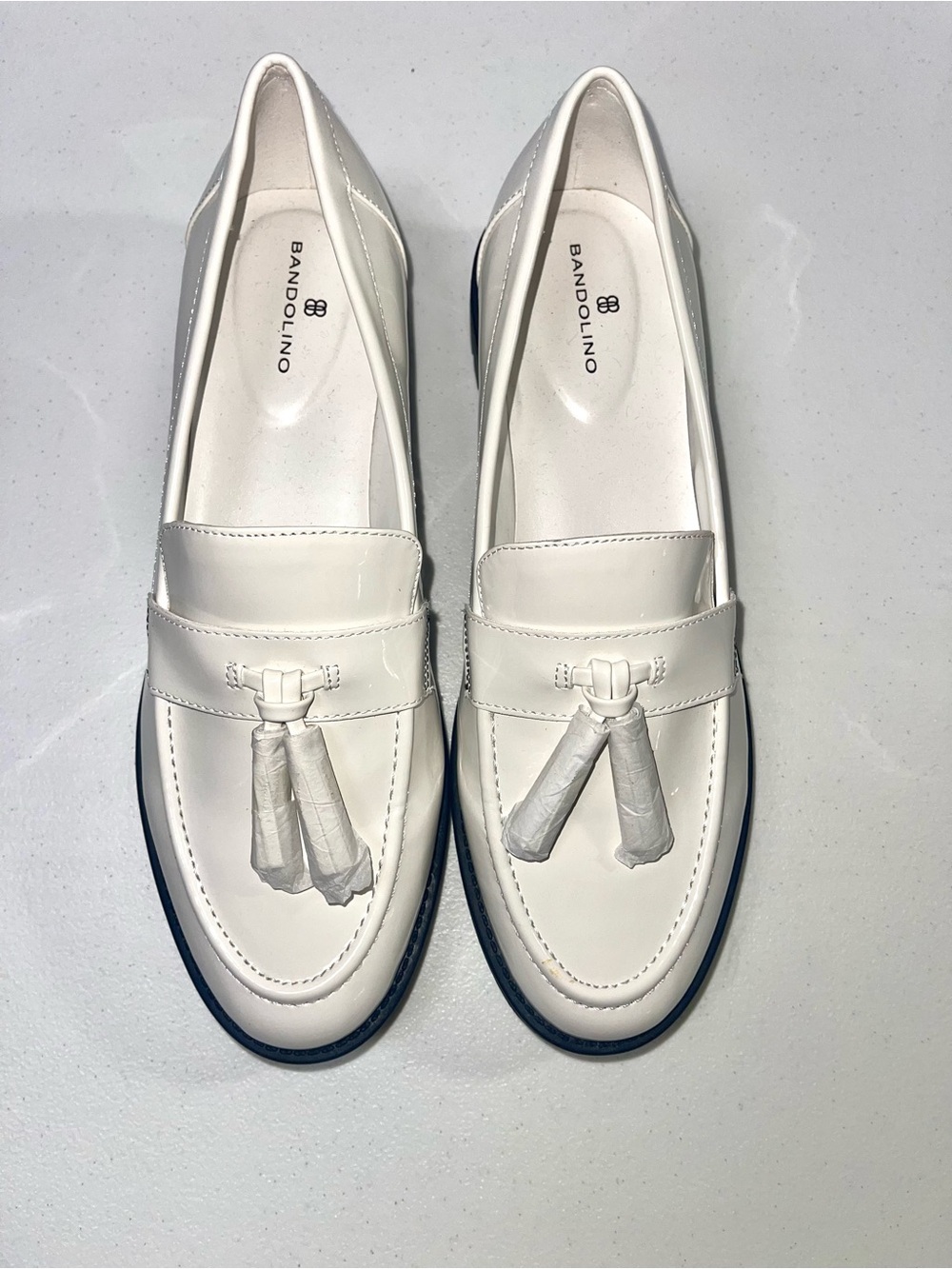 Bandolino White Tassel Penny Loafers